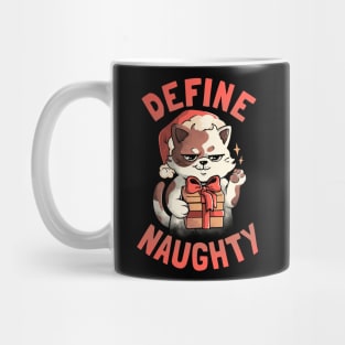 Define Naughty - Funny Naughty Cat Christmas Gift Mug